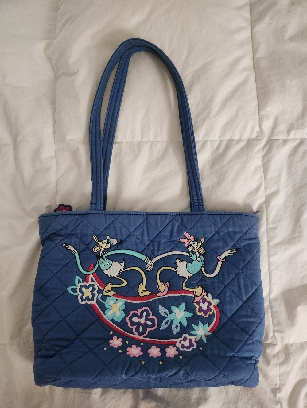 Vera Bradley Disney Donald Duck & Daisy Duck Vera Tote Purse Blue, Paisley